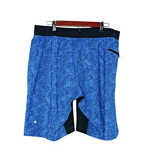 Mens Lululemon Athletica Athletic Shorts Blue Printed Elastic Waist Size XXL - Picture 2 of 11